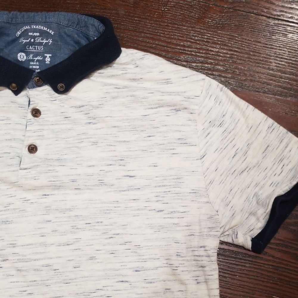 Cactus Men's Shirt, Sz S, Light gray w drk blu